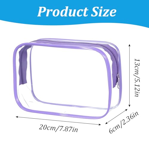 4 Pcs Clear Cosmetic Bags, 4 Colors TSA-Friendly Design Makeup Bag Clear, Versatile TSA Approved Quart Size Bag for Travel Toiletries and Organization(20 × 13 × 6 cm)