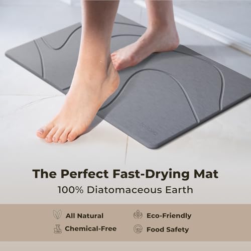 TOSORO - Stone Bath Mat Diatomaceous Earth Shower Mat Non-Slip Super Absorbent Diatomite Stone Bath Mats for Bathroom Floor Quick Drying Natural Easy to Clean (23.5 x 15) - Graphite - color: Slate Graphite, size: Pack of 1