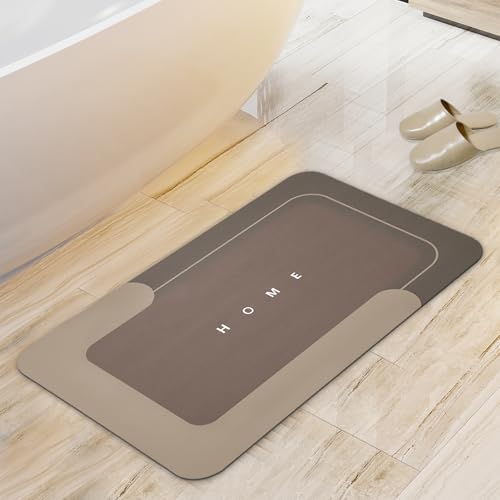 Housego Absorbent Bath Mat Magic Rug, Quick Drying Mat Magic Bath Mat Non-Slip Floor Rug Rubber Backed for Bathroom Kitchen Shower Sink, Water Absorbent (1PC, 15.7''x23.6'', Brown) - color: Brown, size: 1 Rectangular Piece (15.7" x 23.6")