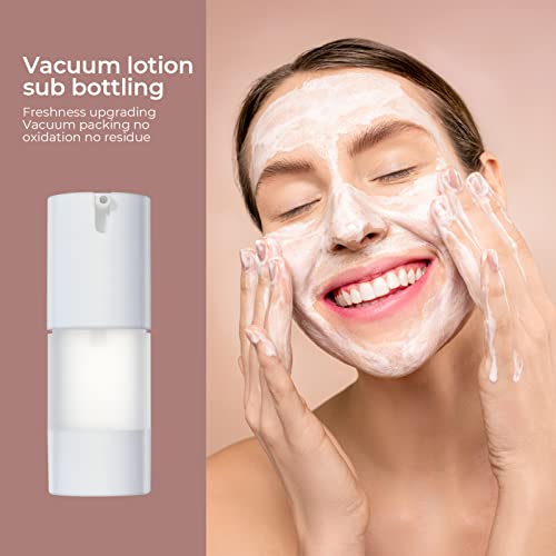 LONGWAY 0.5 Oz 15ml Airless Pump Bottles,Small Plastic Travel Vacuum Cosmetic Pump Bottles for Lotion and Cream(Pack of 6, Frosted) - size: 15 ml
