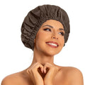 Edoneery Reusable Shower Caps for Women, Waterproof Long Hair Bonnet | Washable Design, Wide Elastic Band, Large Fit, Holds Long Hair, Braids Friendly, Bath Accessories, Spa, Travel - color: Dark Coffee