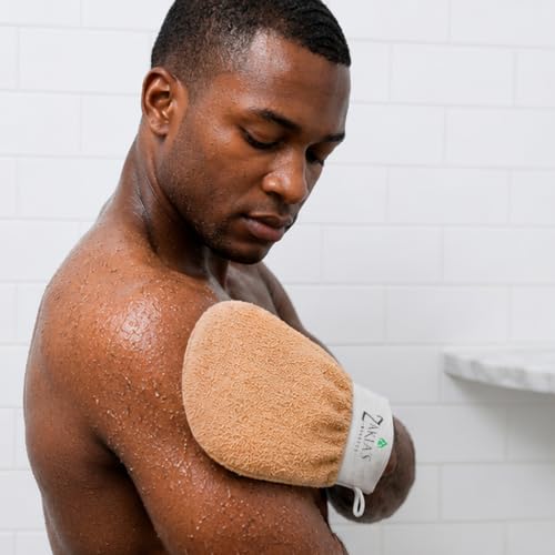 Original Kessa Exfoliating Glove - Salmon Beige - Microdermabrasion Exfoliating Mitts, Removes unwanted dead skin, dirt and grime and Keratosis Pilaris. Great for spray tan removal. 1 unit | Microdermabrasion, Removes dead skin, dirt and grime, spray tan