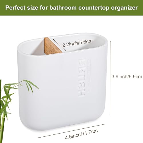 Toothbrush Holders Bamboo Electric Toothbrush Holder Bathroom Storage Organizer Countertop for Toothpaste, Floss, Razor, White - color: White