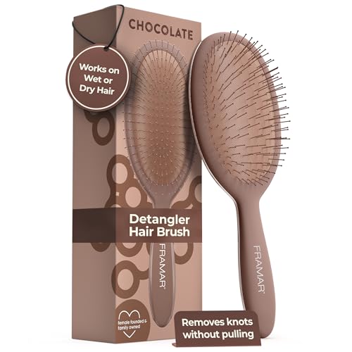 FRAMAR Chocolate Hair Brush Detangler – Wet Hair Brushes For Women, Womens Hair Brush, Hair Accessories, Hairbrush For Women, Cepillos Para Cabello, Reduces Breakage – Detangle Brush - color: Chocolate