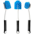 MOSOLAN Dish Brush Set of 3 with Water Bottle Brush, Dish Scrub Brush and Scrubber Brush, Long Handle Kitchen Scrub Brushes for Dishes, Bottles, Cups, Pots, Pans and Sinks, Round Head - style: Round Head