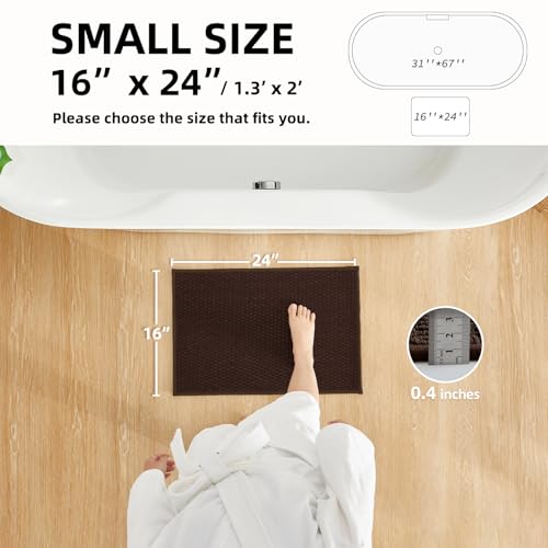 TYUU Bathroom Rugs Non Slip Washable, Super Absorbent Thin Bath Mat Small Quick Dry Low Pile Bathroom Rug, Brown 16"x24" - color: Brown01, size: 1'4" X 2' (Rectangular)