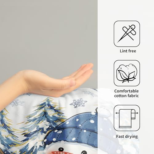 Winter Blue Snowman Hand Towels for Bathroom 14.4x28.3 Inch | Set of 2，Xmas Snowflake，Polyester Cotton，Breathable，for Winter Holiday Kitchen Hotel Gym Spa Decor - color: Winter Snowman
