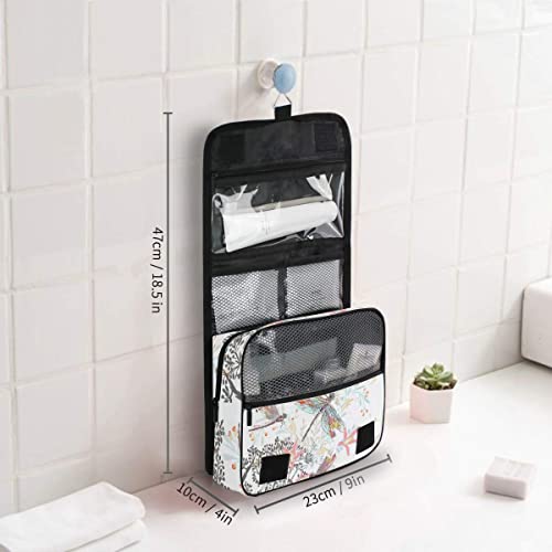 senya Hanging Travel Toiletry Bag Kit Makeup Case Cosmetics Organizer for Men Women - color: Flowers And Dragonfly