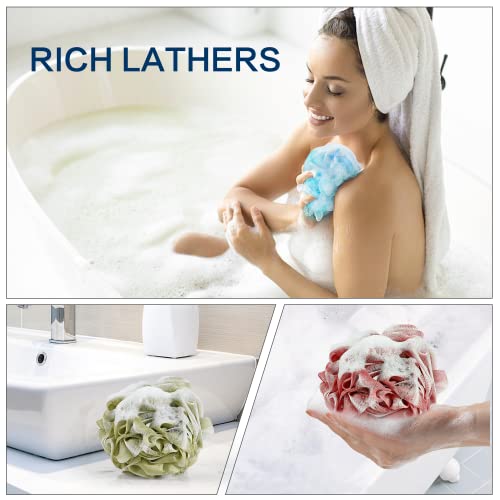 Yoget Bath Loofah Sponge, 4 Color 60G Loofah Exfoliating Body Scrubber, Exfoliate, Cleanse, Soothe Skin - style: Blue/Green/Purple/Plum red