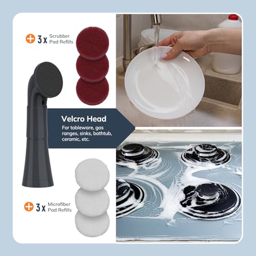 LifeBasis Replacement Brush Head Set Only for LifeBasis Electric Cleaning Brush, Only with 5 Replaceable Cleaning Brush Heads & 6 Cleaning Pads, for Cleaning Shower, Sinks, Kitchen Corner, Tile, Grout