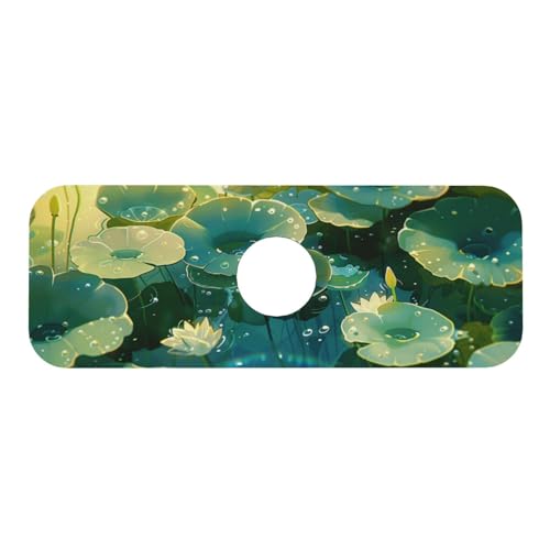 Faucet Draining Mat For Kitchen Sink, Green Lotus Leaves Diatom Mud Absorbent Drain Pad For Bathroom Kitchen Sink Splash Guard Drying Mat - color: Green Lotus Leaves