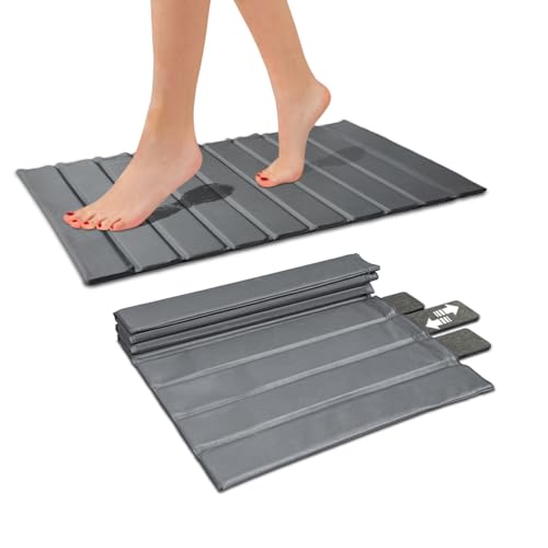 New Stone Bath Mat, 25 X 16 Inch Diatomaceous Earth Bath Mat with Faux Leather Case-Soft Feel, Super Absorbent Stone Bath Mats for Bathroom, Non-Slip Fast Drying Bathroom Mat, Easy Clean