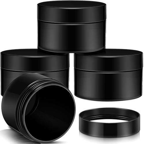 Patelai 4 Pieces Round Wide-mouth Leak Proof Plastic Container Jars with Lids for Travel Storage Makeup Beauty Products Face Creams Oils Salves Ointments DIY Making(1 Ounce,Pure Black) - color: Pure Black, size: 1 Ounce