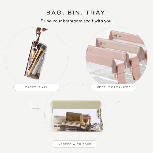 Cadence Parcel - Clear Travel Kit with Zipperless Magnetic Closure - Rose, Small - Durable, Leak-Resistant and TSA Approved Toiletry Bag - Modular Organization - Recycled TPU (.5 Qt) - color: Rose, size: Small