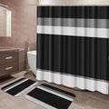ArtSocket Black Grey Geometric Bathroom Set with Shower Curtain and Bath Rugs and Accessories, Striped Modern Non-Slip 3 Pcs, 72" L x 72" W Curtain, 23.6" L x 15.7" W + 19.7"x 31.5" Rugs - color: Black Grey