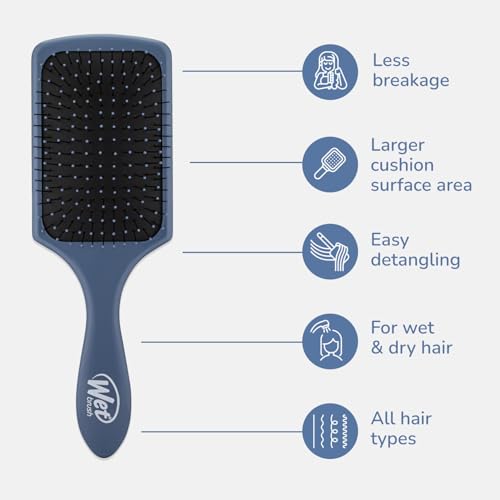 Wet Brush Paddle Detangler Hair Brush, Elemental Blue, Ultra-Soft IntelliFlex Bristles with AquaVent Design, Great For Treatment & Mask Application, Women, Men, Wet, Dry and Damaged Hair - color: Elemental Blue, size: 1 Count (Pack of 1)
