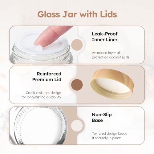 12 Pack 2 OZ Glass Jars with Lids, Small Glass Containers with Plastic Woodgrain Lids & Inner Liners, Reusable Travel Containers for Creams, Makeup, Lotion, Cosmetic, Ointment - color: Clear-12Pcs 2 Oz