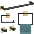YACVCL 5 Pieces Bathroom Hardware Set, Black and Gold Towel Bar Set, 23.6 inch Towel Bar Hand Towel Holder Wall Mounted Stainless Steel - color: Black and Brushed Gold