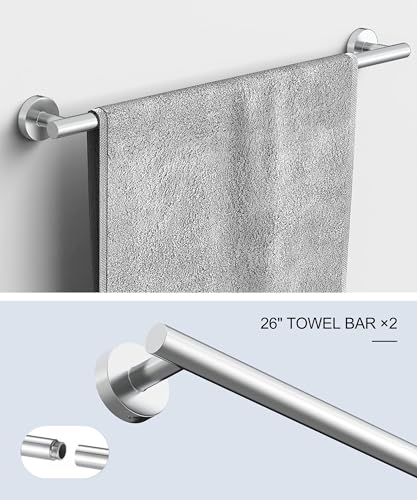 12 Pcs Chrome Bathroom Accessories Set, HOMEMYSTIQUE SUS304 Stainless Steel Bathroom Hardware Set, Bath Towel Bar Set, Toilet Paper Holders, Towel Rings Racks, Robe Towel Hooks - color: Chrome, size: 12 Pieces