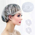 100 PCS Disposable Shower Caps Thickened Waterproof Hair Bath Caps for Women Men Girls Travel Spa Hotel Home Use Salon - Multi-Purpose Elastic Plastic Clear Shower Caps, Essentials Accessories(20.5")