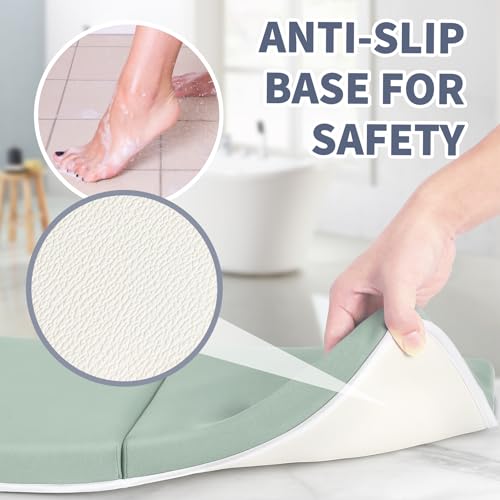 URMYWO Bath Kneeler and Elbow Rest Pad Set - 1.5" Thick Baby Bath Kneeler Pads with Toys Organizer, Anti-Slip Cozy Knee & Arm Support Bathtub Mat, Quick Dry Kneeling Pad for Baby Bath Time - color: Green