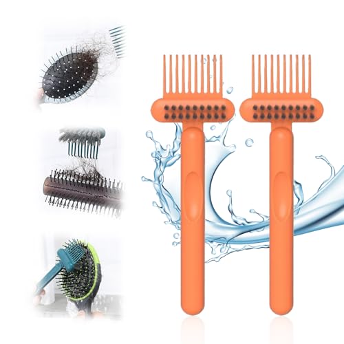 2 In 1 Hair Brush Cleaning Tool, 2025 New Comb Cleaning Brush, Portable Brush Cleaner for Travel, Hairbrush Cleaning Tool for Hair Salons (Orange*2) - color: Orange*2