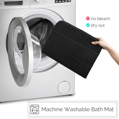 Bathroom Rugs Set 3 Piece, Memory Foam Non-Slip Extra Absorbent Shaggy Soft Bath Mat, Machine Washable Bathroom Carpets for Bedroom, Black - color: Black