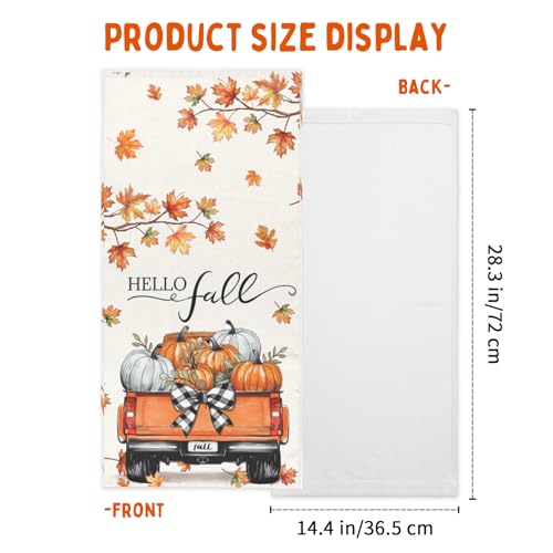 Fall Hand Towels for Bathroom Pumpkin Thanksgiving Harvest | 14.4x28.3 Inch，Set of 2 ，Polyester Cotton，Breathable，Skin-Friendly，for Autumn Holiday Kitchen Hotel Gym Spa Decor - color: Fall Pumpkin