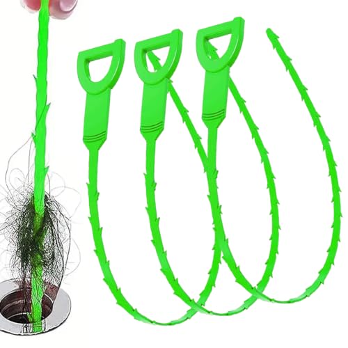 Drain Snake Clog Remover:3 Pcs Hair Clog Auger, 20 Inch Drain Cleaner Tool Suitable for Dredging Clogged Pipes, Sink, Shower Drains - color: Green