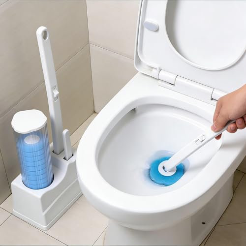 Disposable Toilet Brush Cleaning System, Disposable Toilet Cleaner Wand and Holder Set with 60 Toilet Wand Refills, Extended Handle for Toilet Bowl Cleaners, Bathroom Cleaning, Bathtub - size: 1 set U-shaped + 60 refills