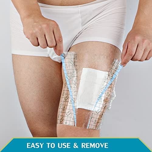 Waterproof Dialysis Catheter Shower Cover PD Catheter Shower Protector Shields with Non-Stick Center Pad for Peritoneal Dialysis Accessories Port Chest Central Line 8"x8" Pack of 25 - size: 8 x 8" with Island Dressing (Pack of 25)