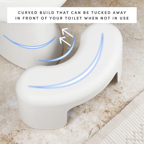 TUSHY Arc Toilet Stool: Supports a Natural Comfortable Squatting Posture to Unkink Your Colon for Easier Bowel Movements (Sleek, Space-Saving Design with Smooth, Curved Shape for Foot Comfort), White - color: White