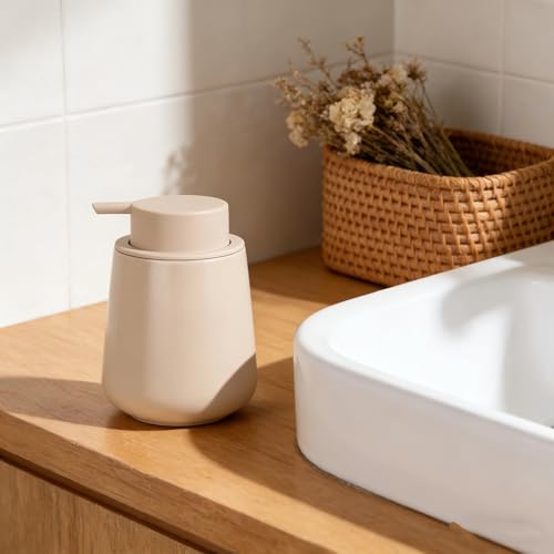 Bosilunlife Ceramic Foaming Soap Dispenser - 12Oz Bathroom Countertop Kitchen Dish Soap Pump Dispenser Foam Soap Dispenser - Khaki - color: Khaki