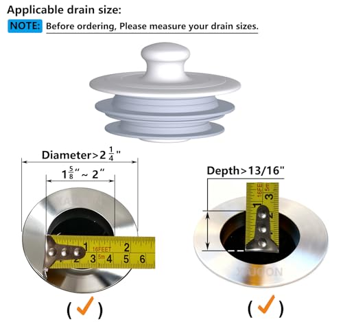 XAJOON Bathtub Drain Stopper,Drain Stopper,Silicone Stopper (Patented Design，Gray) - color: Gray, size: Large