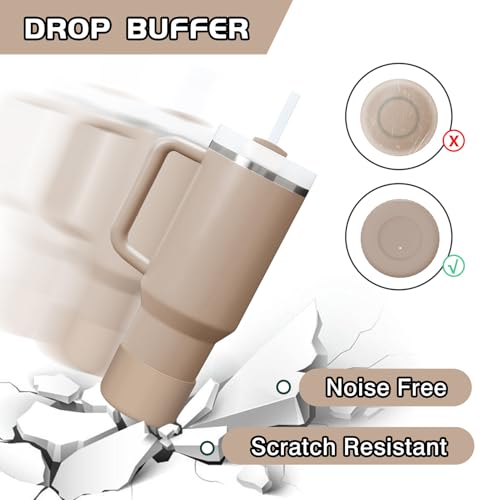 WUQID Silicone Boot Sleeve Compatible with Hydro Flask Travel Tumbler with Handle 32oz&40oz and 12-24oz Hydroflask Bottle & Stanley 20 30 40oz Tumbler, Fit 2.83-2.95in Bottom, Anti-Slip Bottle Cover - color: Almond Rose