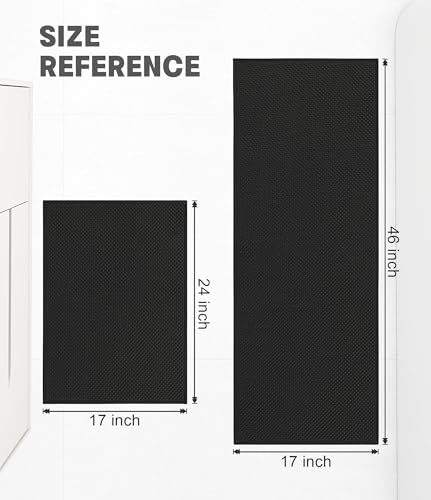YIHOUSE Bathroom Rug Sets 2 Piece, Ultra Thin Quick Dry Bath Mat, Absorbent Bath Mat for Bathroom Non Slip Machine Washable Bath Rug (Black) - color: Black, size: 2 Pieces (Large)
