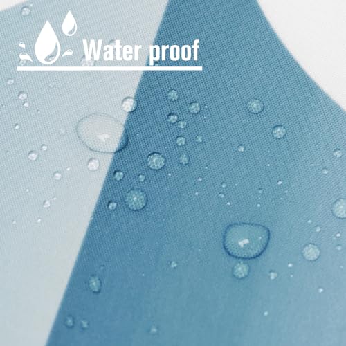 Yiatn No Hook Moonlight Blue Shower Curtain with Snap in Fabric Liner Set - Hotel Style with See Through Mesh Top Window, Modern Geometric Waterdrop Design,Waterproof and Washable, 71x74 INCH - color: Moonlight Blue, size: 71"W x 74"L (Pack of 1)
