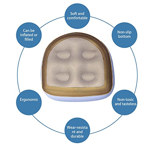 Inflatable Hot Tub Seat Booster with Suction Cups & Mesh Cover, Dual Use Inflatable Hot Tub Cushion Seat, Non Slip Blow Up Pillow Hot Tub Chairs Accessories for Adults Elderly Spa Bathtub - color: Gold