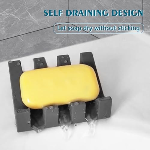 Self Draining Soap Dish Holder,Silicone Soap Dish,for Bathroom,Kitchen, Sponges，Can Extend Soap Life，Keep Soap Bars Dry and Easy Cleaning (Grey,4-Pack) - color: Grey,4-pack