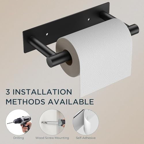 FORIOUS Toilet Paper Holder Wall Mount, Stainless Steel Rustproof Double Post Pivoting Tissue Roll Holder for Bathroom, Commercial Toilet Paper Dispenser (Matte Black, Modern Square 1 Pack) - color: Matte Black