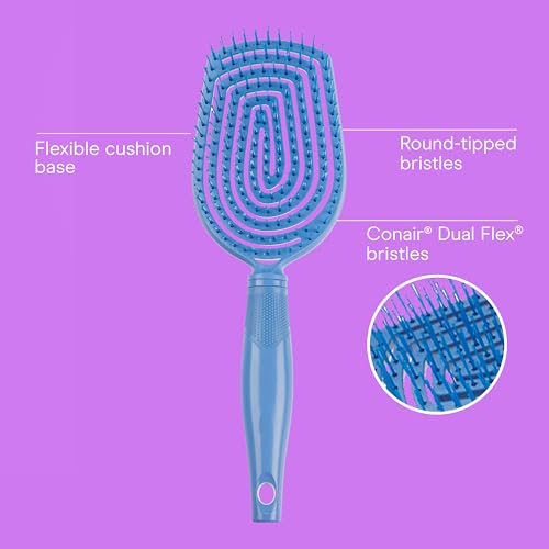 Conair Scalp Care Detangling hairbrush - Curly Hair Brush - Scalp Massager - hairbrushes for women & men - detangler for all lengths and types - can use wet or dry - Blue Aura - color: Blue Aura, size: 1 Count (Pack of 1)