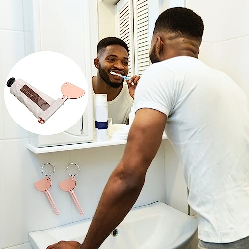 AUEAR, 4 Pack Rose Gold Stainless Steel Toothpaste Tube Squeezers Keys Roller Presser Wringer for Home Hair Dye - color: Rose Gold