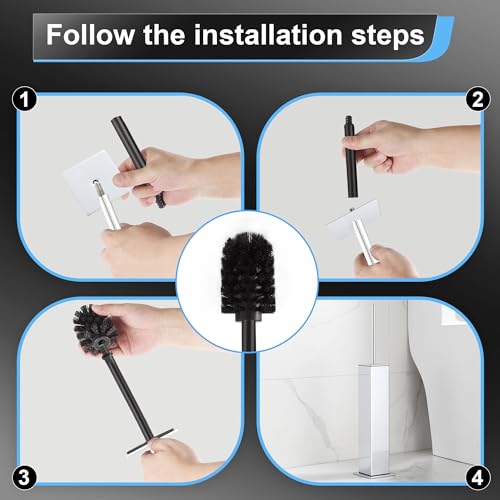 BVL Toilet Brush and Holder Set Chrome Stainless Steel 304 Square Freestanding Toilet Brush for Bathroom - color: Chrome