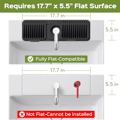 18 Inch Silicone Faucet Mat for Kitchen Sink Splash Guard – 2025 Upgraded Draining Mat with Water Tray Behind Faucet – Countertop Protectors to Catch Spills (Black, 17.7" x 5.5") - color: Black, size: 17.7" x 5.5"