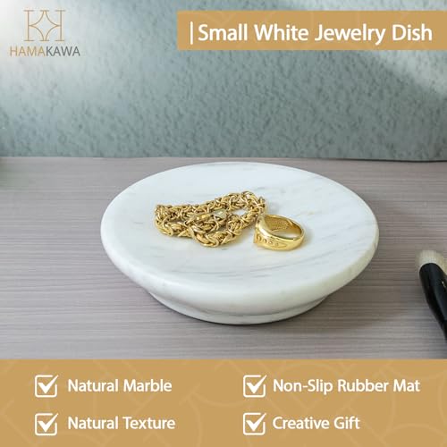 Natural Marble Soap Dish, Round White Jewelry Dish 4.5 Inch, Limestone Shower Soap Holder, Modern Stone Sponge Holder with Beveled Edge, Bar Soap Saver Tray for Bathroom, Kitchen - color: Volakas 4.5-in Circ Beveled