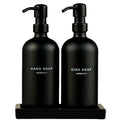 MaisoNovo Black Soap Dispenser Bathroom - Soap Dispenser Set with Black Soap Dispenser, Black Pumps & Ceramic Tray - color: Black Bottles/ Black Pumps/ Black Ceramic Tray