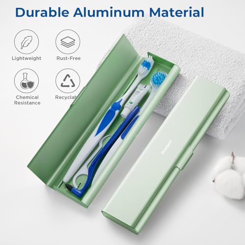 Wider Aluminum Toothbrush Travel Case, Portable Travel Toothbrush Holder, Durable Manual Toothbrush Box Container for Traveling, Bathroom, Camping, Business Trip, Green - color: Green, size: 1 Pack (Large)