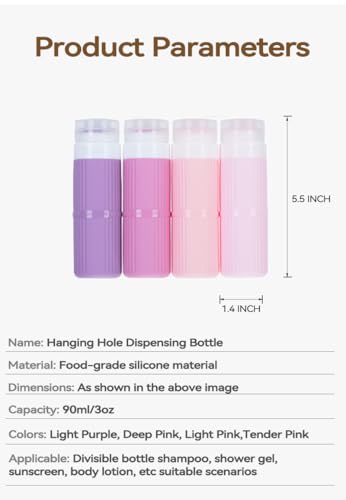 5 packs of toiletries travel bottles, TSA Approval silicone travel containers, leak proof refillable shampoo and conditioner are essential for travel, fitness, business trips, office use(pink) - color: Pink