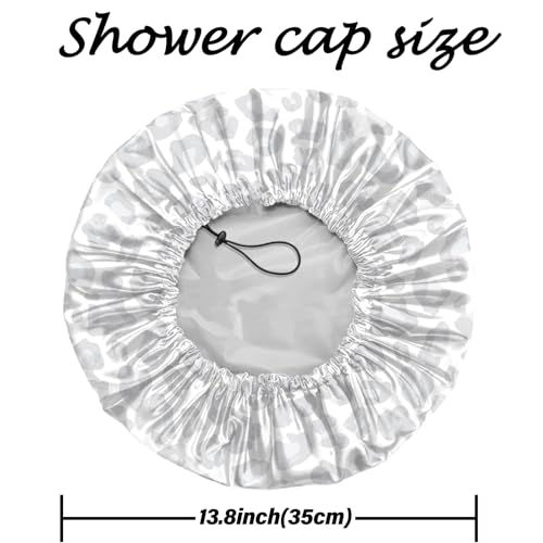 2 PCS Shower Cap Reusable Waterproof Adjustable Double Layer Elastic Dry Hair Bathing Caps Aesthetic Cute for Women Girls-Blue Gray - color: H-4-Blue Gray