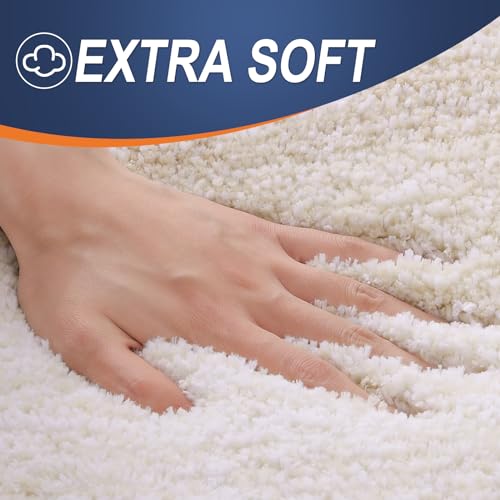 OLANLY Bathroom Rug Set 2 Piece, Soft Absorbent Microfiber Bath Mats and U-Shaped Contour Toilet Rug, Non-Slip, Machine Wash Dry, Plush Shaggy Bath Mats for Bathroom (24"x16"+24"x20", Light Beige) - color: Light Beige, size: 24" X 16" + U24" X 20"